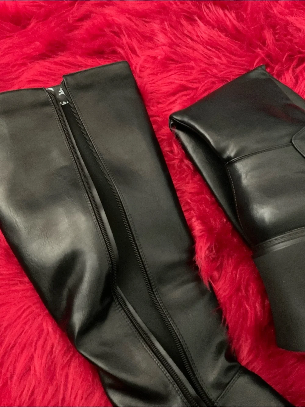 Dolls Kill Black Over-the-Knee Platform Lug Sole Boots